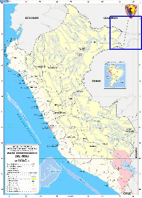Administratives carte de Perou en espagnol