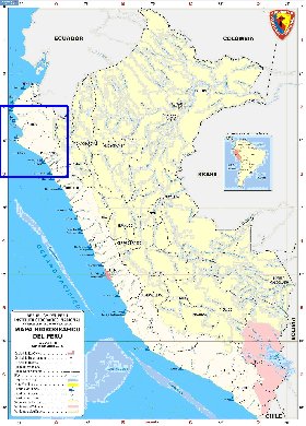 Administratives carte de Perou en espagnol