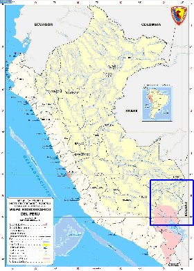 Administratives carte de Perou en espagnol