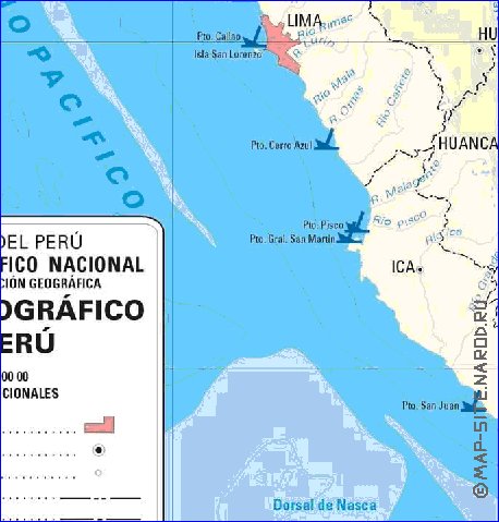 Administratives carte de Perou en espagnol