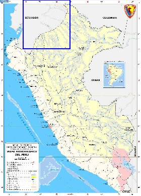 Administratives carte de Perou en espagnol