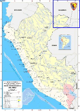Administratives carte de Perou en espagnol