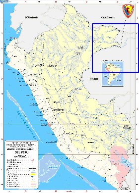 Administratives carte de Perou en espagnol