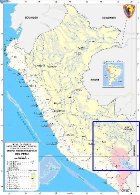 Administratives carte de Perou en espagnol