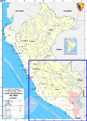 Administratives carte de Perou en espagnol