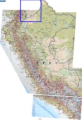 Physique carte de Perou en espagnol