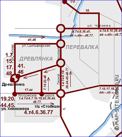 Transport carte de Petrozavodsk