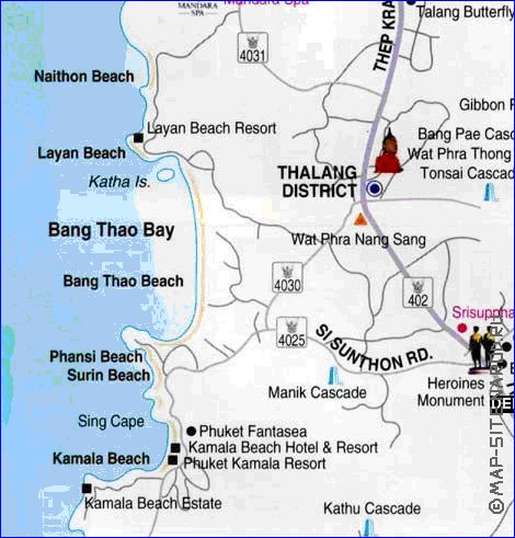 mapa de Ilhas Phuket em ingles