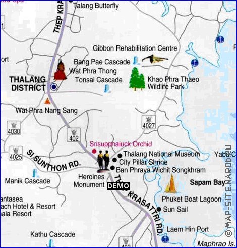 mapa de Ilhas Phuket em ingles