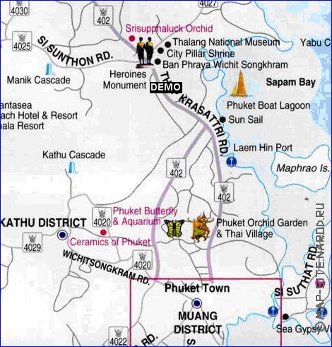 mapa de Ilhas Phuket em ingles