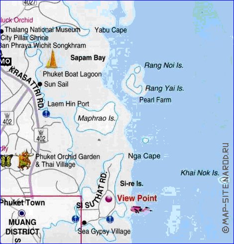 mapa de Ilhas Phuket em ingles