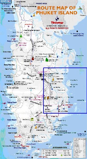 mapa de Ilhas Phuket em ingles