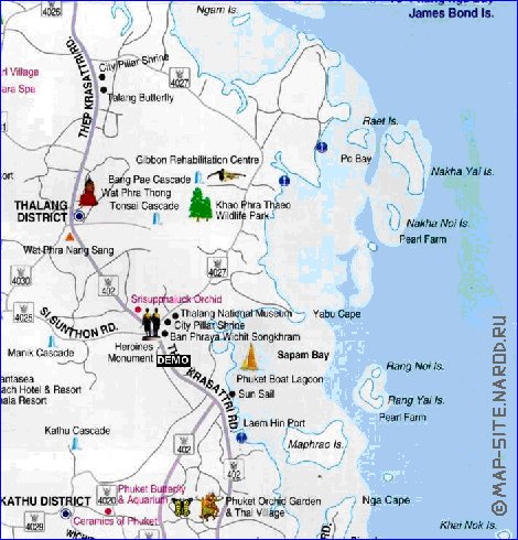 mapa de Ilhas Phuket em ingles