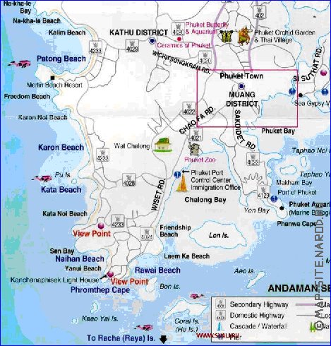 mapa de Ilhas Phuket em ingles