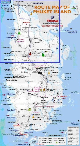 mapa de Ilhas Phuket em ingles