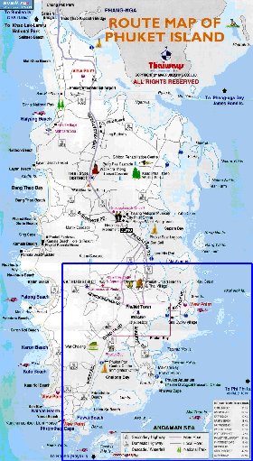 mapa de Ilhas Phuket em ingles