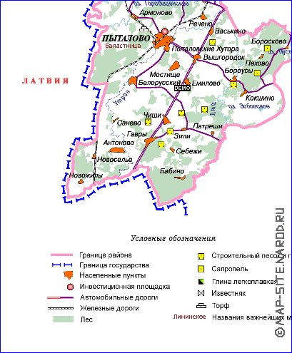 Псков пыталово карта