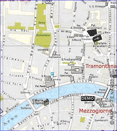 mapa de Pisa em italiana