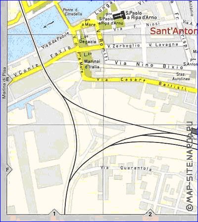 mapa de Pisa em italiana