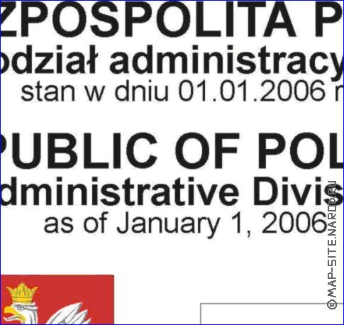 Administrativa mapa de Polonia em polones