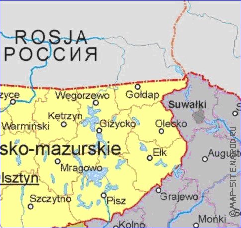 Administrativa mapa de Polonia em polones