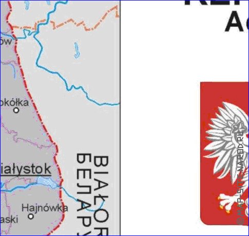 Administrativa mapa de Polonia em polones