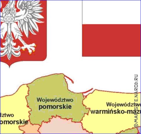 Administrativa mapa de Polonia em polones