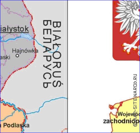 Administratives carte de Pologne en langue polonaise