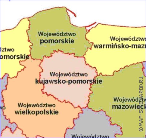 Administrativa mapa de Polonia em polones