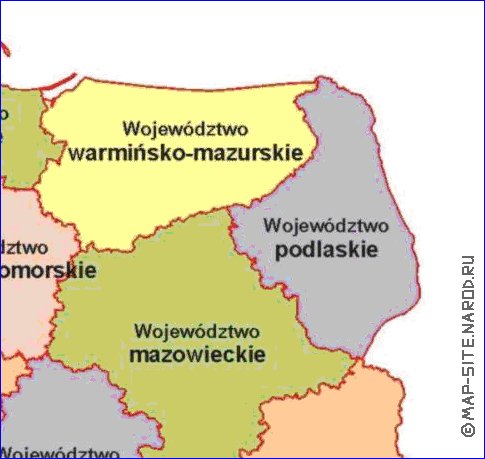 Administratives carte de Pologne en langue polonaise