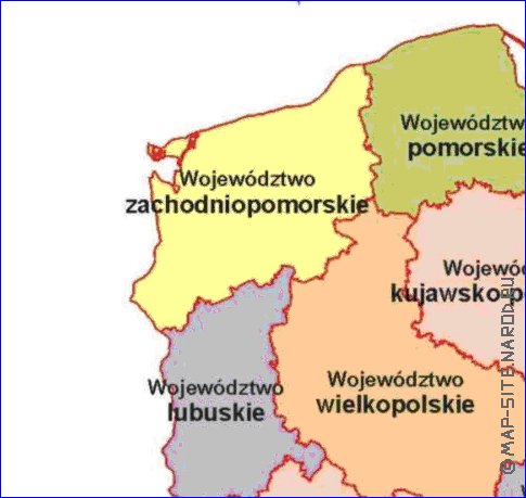 Administrativa mapa de Polonia em polones