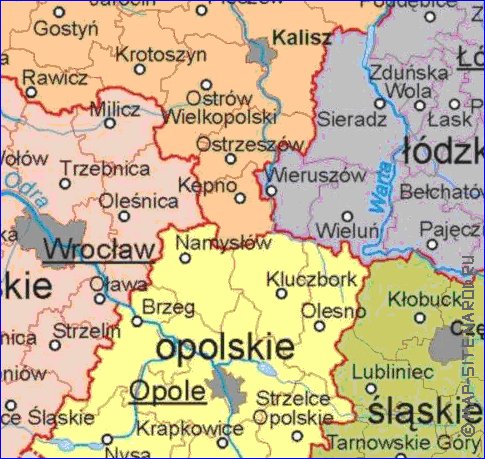 Administratives carte de Pologne en langue polonaise