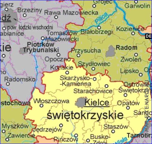 Administratives carte de Pologne en langue polonaise