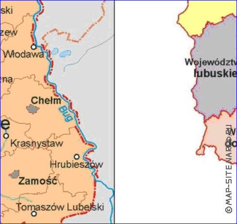 Administratives carte de Pologne en langue polonaise