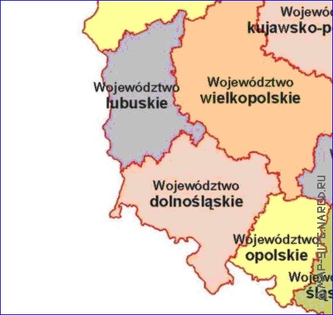 Administratives carte de Pologne en langue polonaise