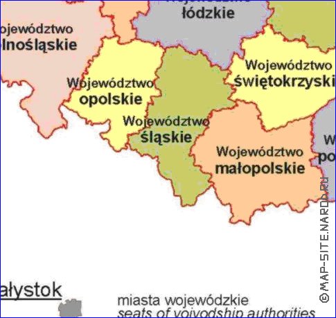 Administrativa mapa de Polonia em polones