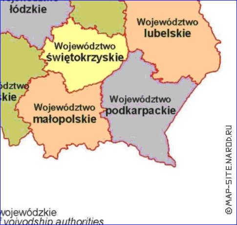 Administratives carte de Pologne en langue polonaise