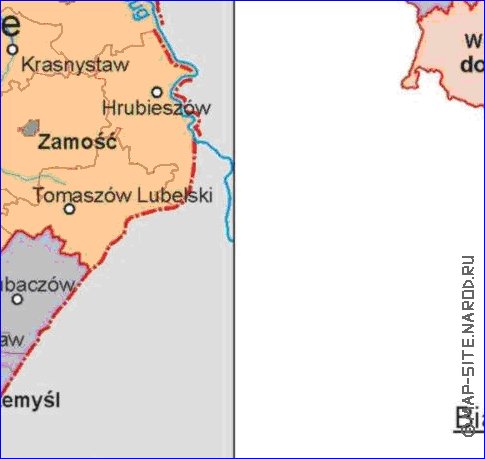 Administrativa mapa de Polonia em polones