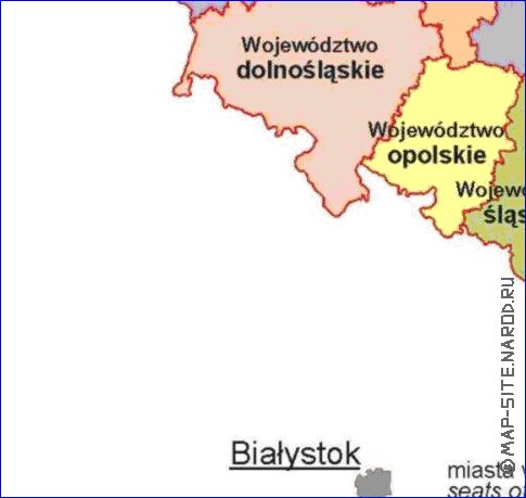 Administrativa mapa de Polonia em polones