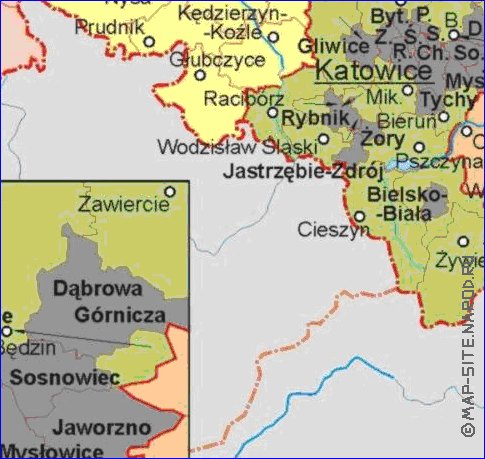 Administrativa mapa de Polonia em polones