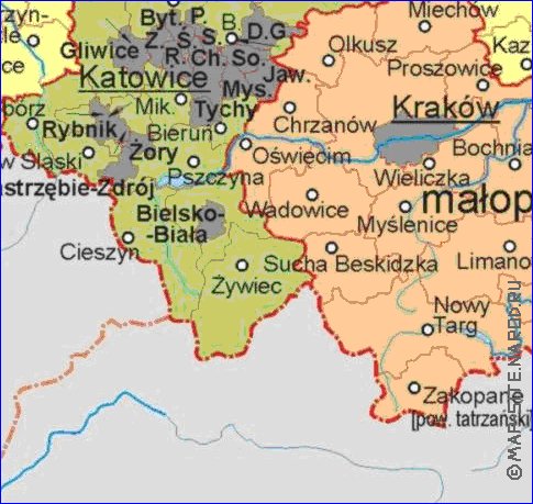 Administratives carte de Pologne en langue polonaise