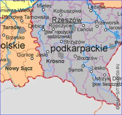 Administratives carte de Pologne en langue polonaise