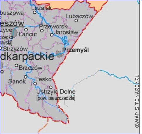 Administrativa mapa de Polonia em polones