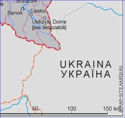 Administrativa mapa de Polonia em polones