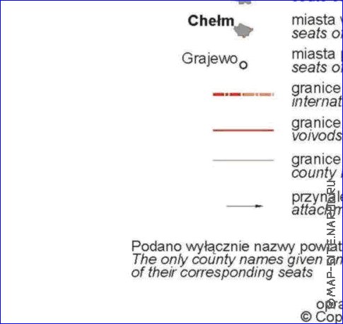Administrativa mapa de Polonia em polones