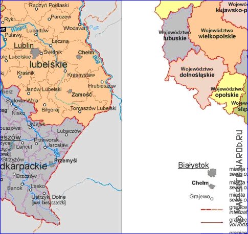 Administratives carte de Pologne en langue polonaise