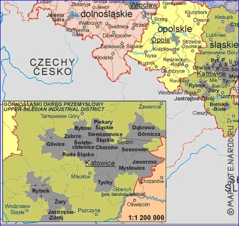 Administrativa mapa de Polonia em polones