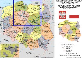 Administrativa mapa de Polonia em polones