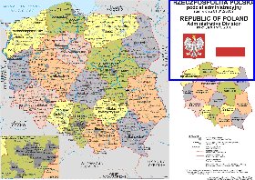 Administrativa mapa de Polonia em polones