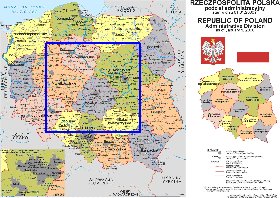 Administratives carte de Pologne en langue polonaise